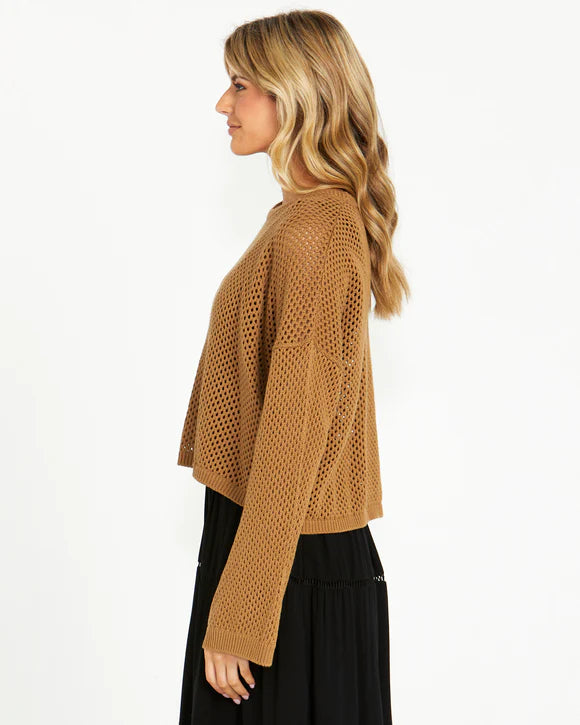 Lily Bell Sleeve Mocha Knit Top
