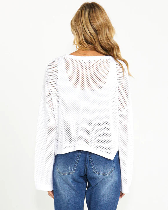 Lily Bell Sleeve White Knit Top