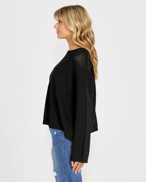 Lily Bell Sleeve Black Knit Top