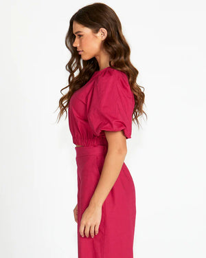 Marnie Balloon Sleeve Top Berry