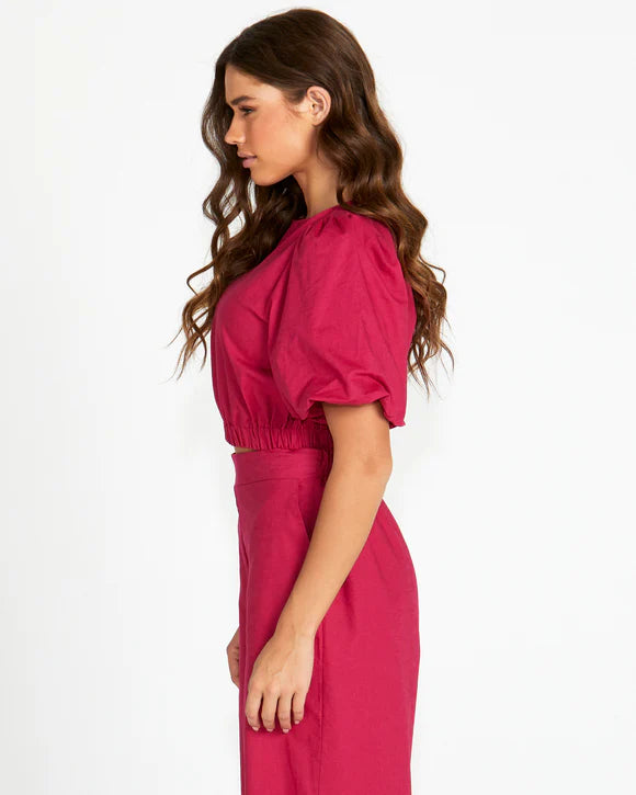 Marnie Balloon Sleeve Top Berry