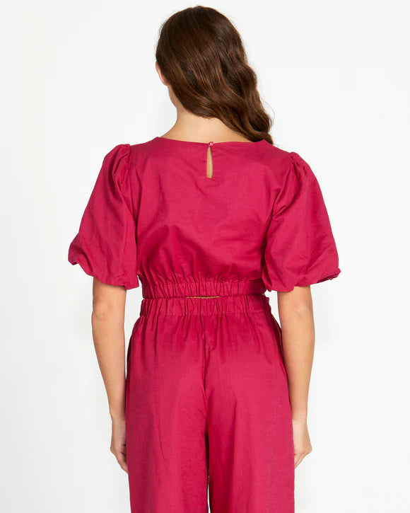 Marnie Balloon Sleeve Top Berry