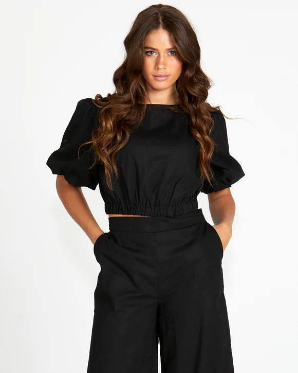Marnie Balloon Sleeve Top Black