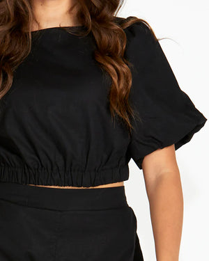 Marnie Balloon Sleeve Top Black