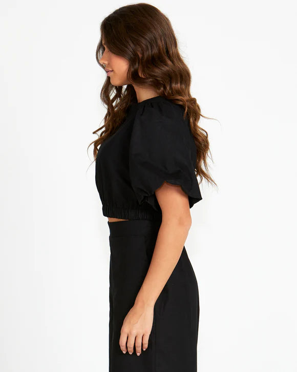 Marnie Balloon Sleeve Top Black