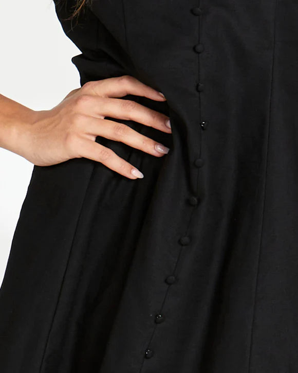 Marnie Button Thru Mini Dress Black
