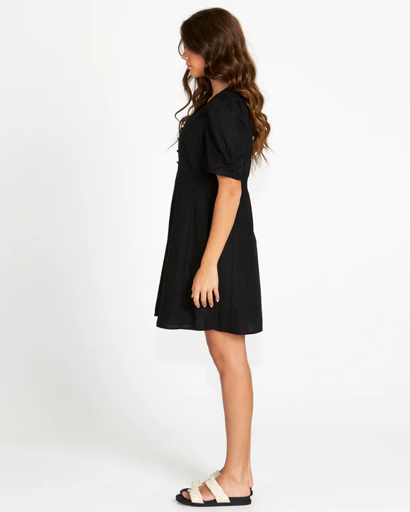 Marnie Button Thru Mini Dress Black