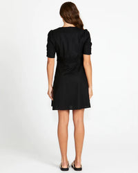 Marnie Button Thru Mini Dress Black