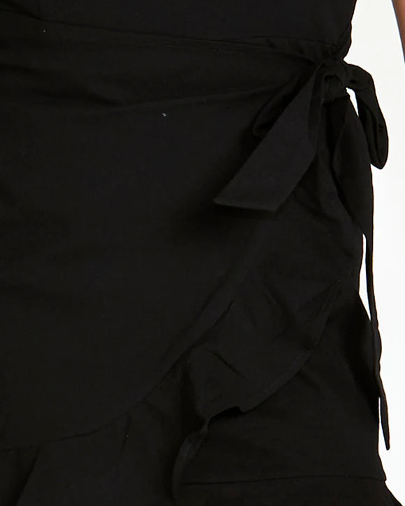 Regina Black Wrap Mini Dress