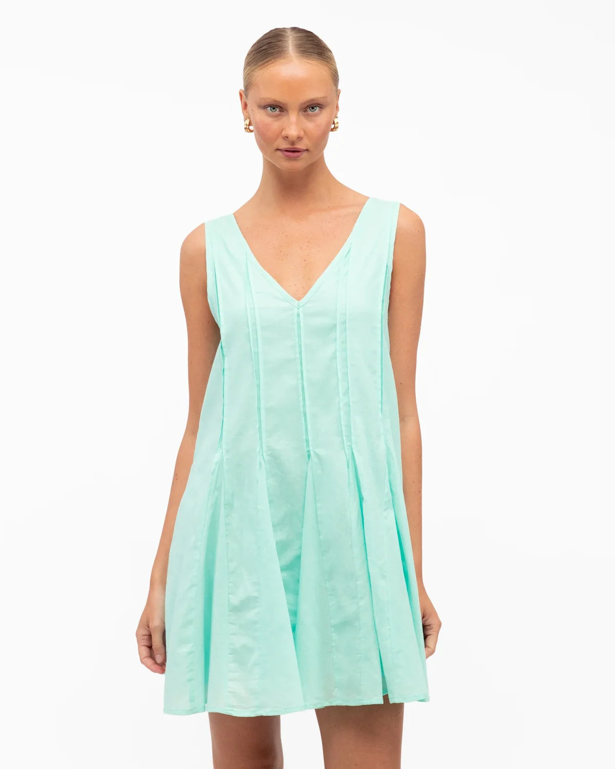 White Closet Daisy Mini Dress Aqua