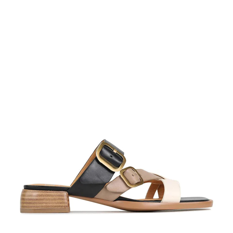 Teia Blk/Tpe/Bne Leather sandal