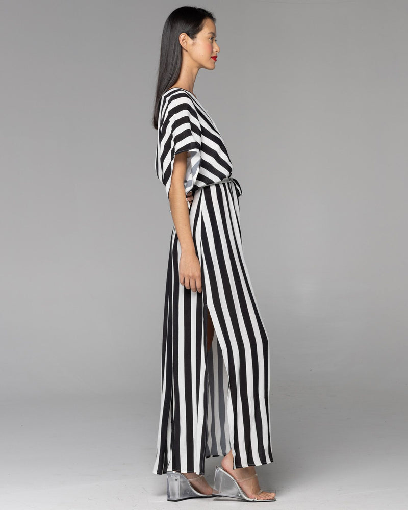 Wonderland Black & White Stripe Maxi Dress