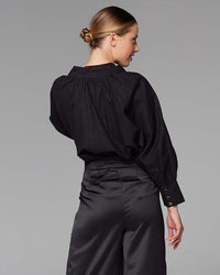 Higher Ground Black Blouson Sleeve Top