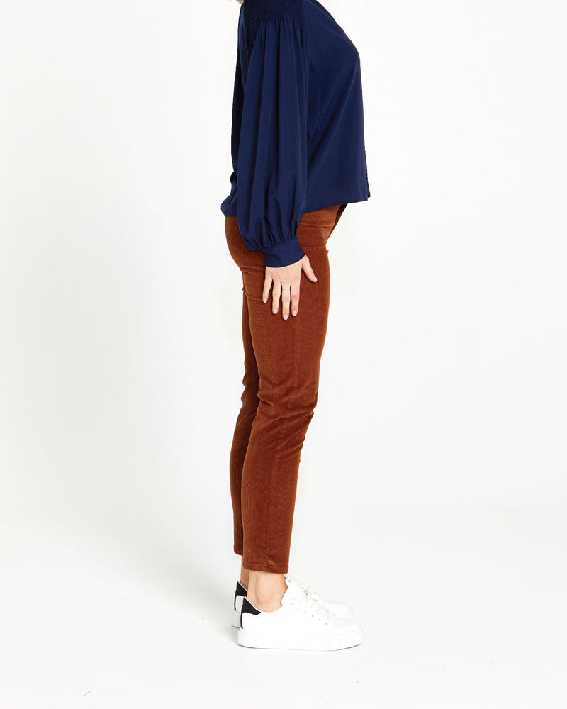 Lilah Skinny Cord Amber Brown Pant