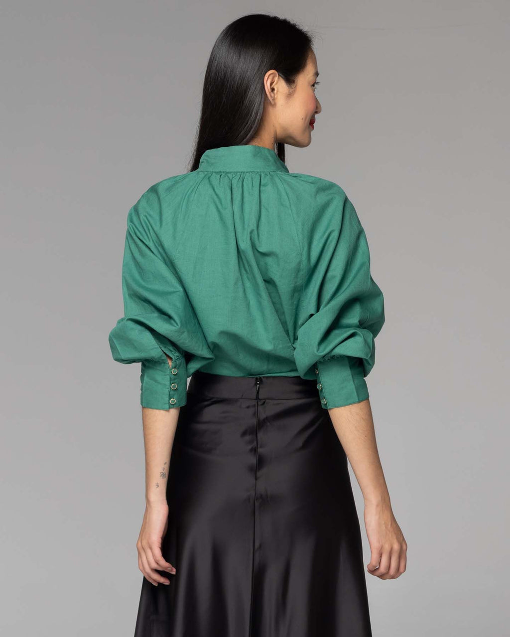 Higher Ground Jade Green Blouson Sleeve Top