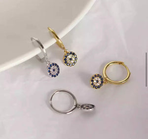 Huggies Evil Eye 18k Plated Hoop Earrings