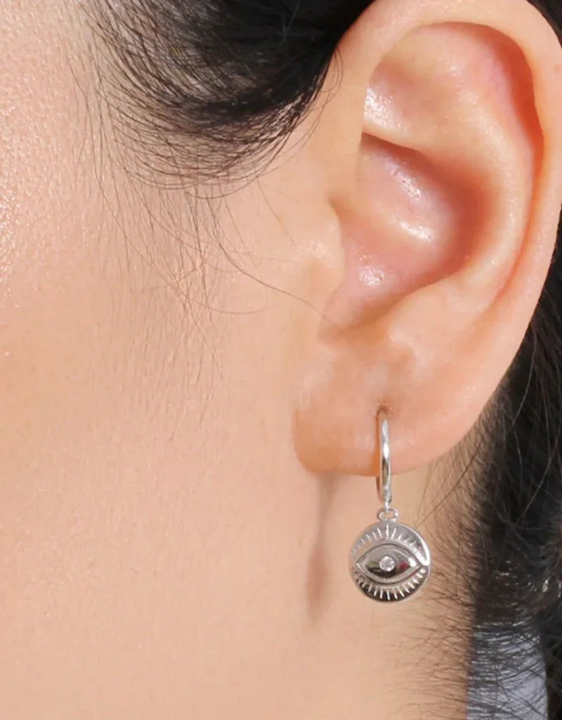 Huggies Sterling Silver Eye Earrings