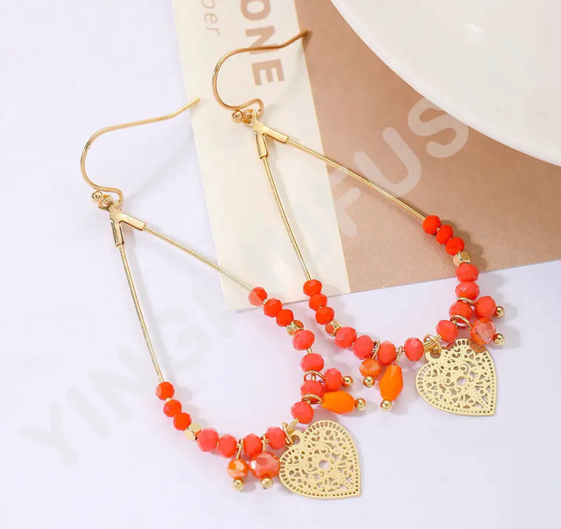 Red Mix Crystal Drop Earrings