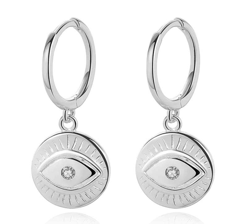 Huggies Sterling Silver Eye Earrings