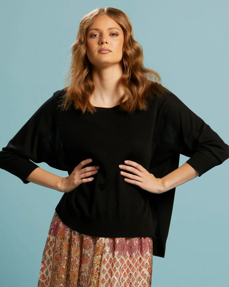 Celestial Black Knit Top
