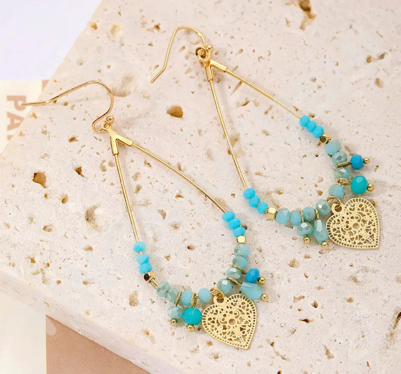 Boho & Mala blue mix crystal earring