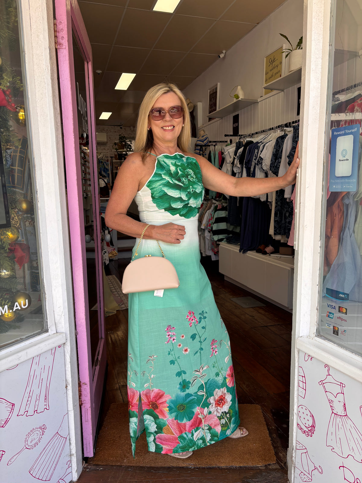 Sunset Bloom Dress Seafoam Mist