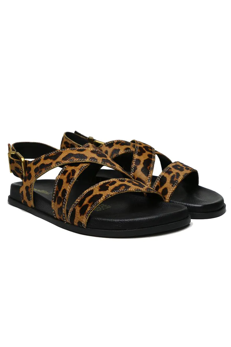 Mollini Halleya Leather Leopard Sandal Pony