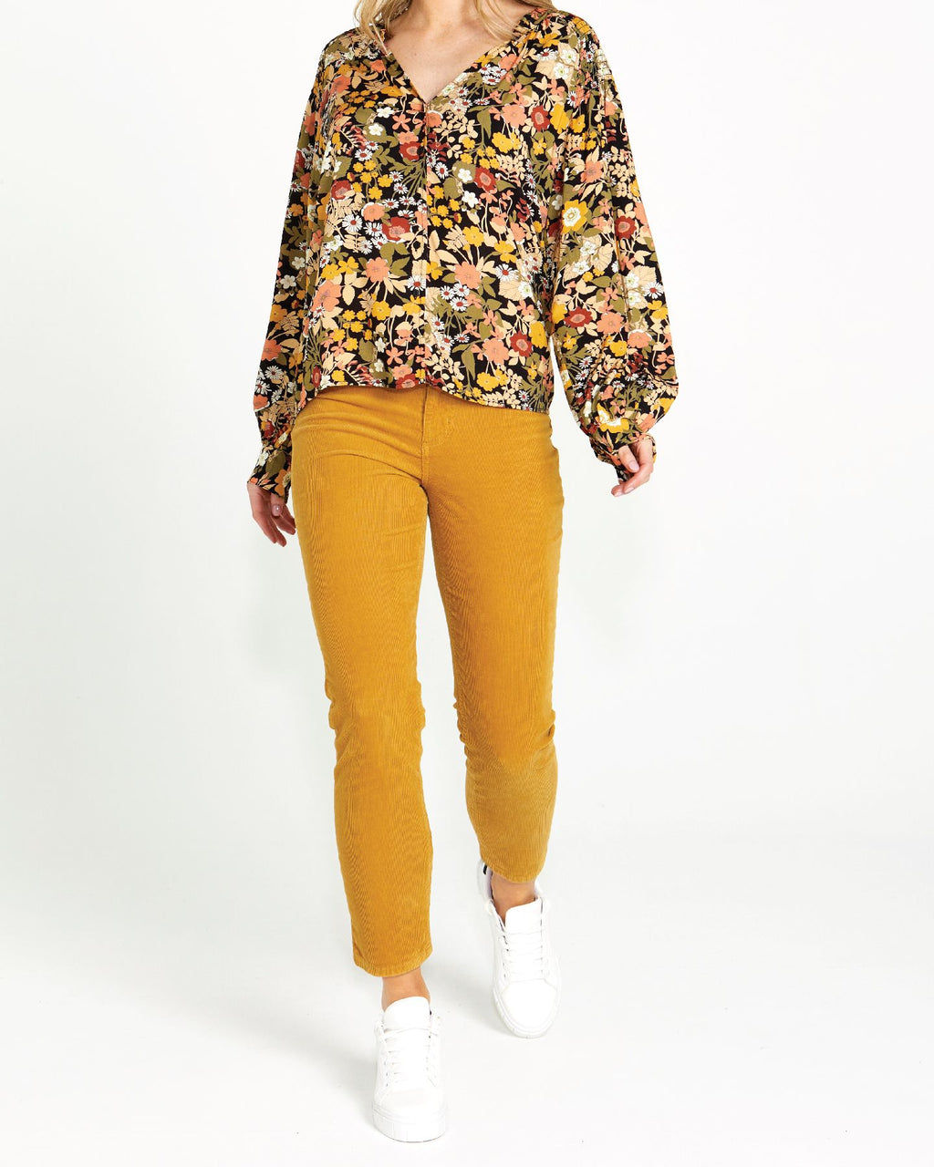 Lilah Skinny Mustard Cord Pant