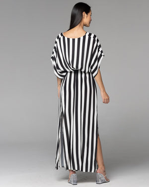 Wonderland Black & White Stripe Maxi Dress