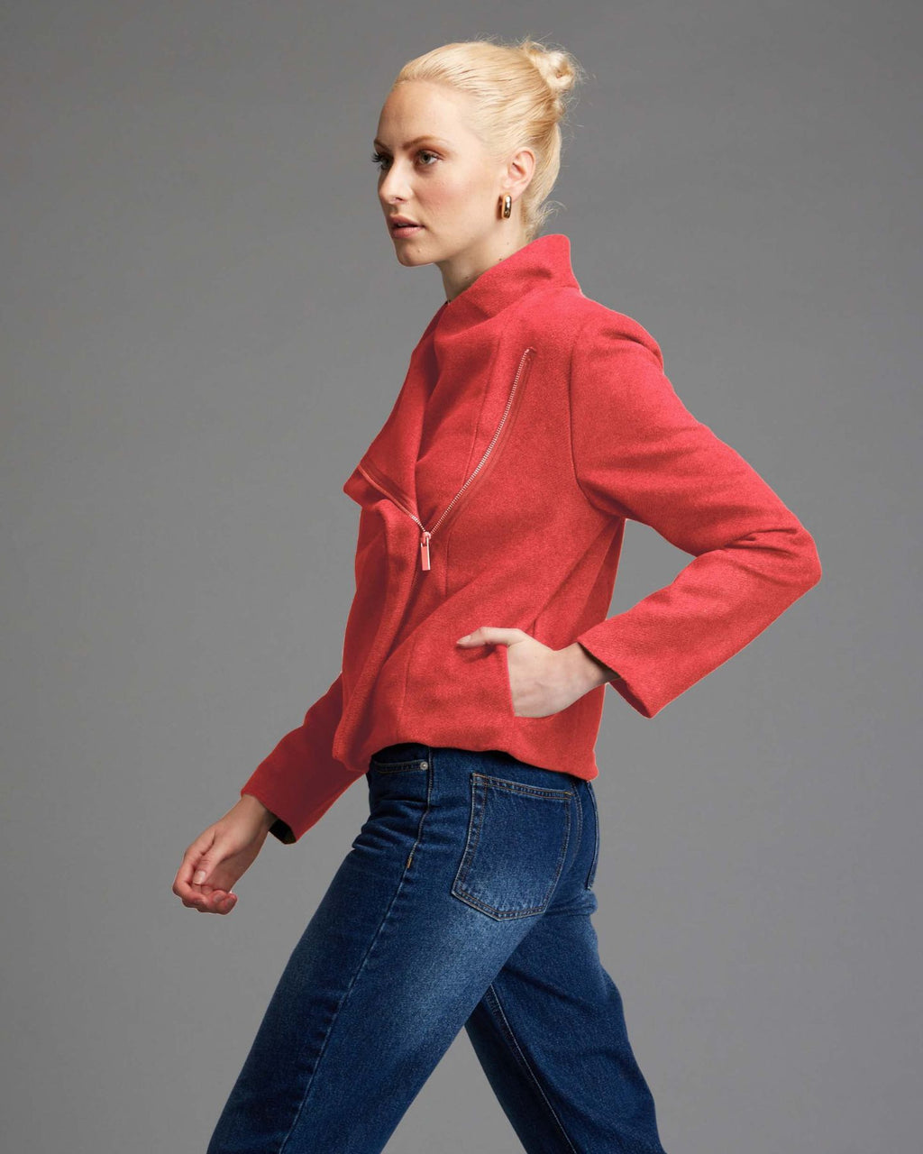 Viva Forever Coral Biker Cropped Jacket