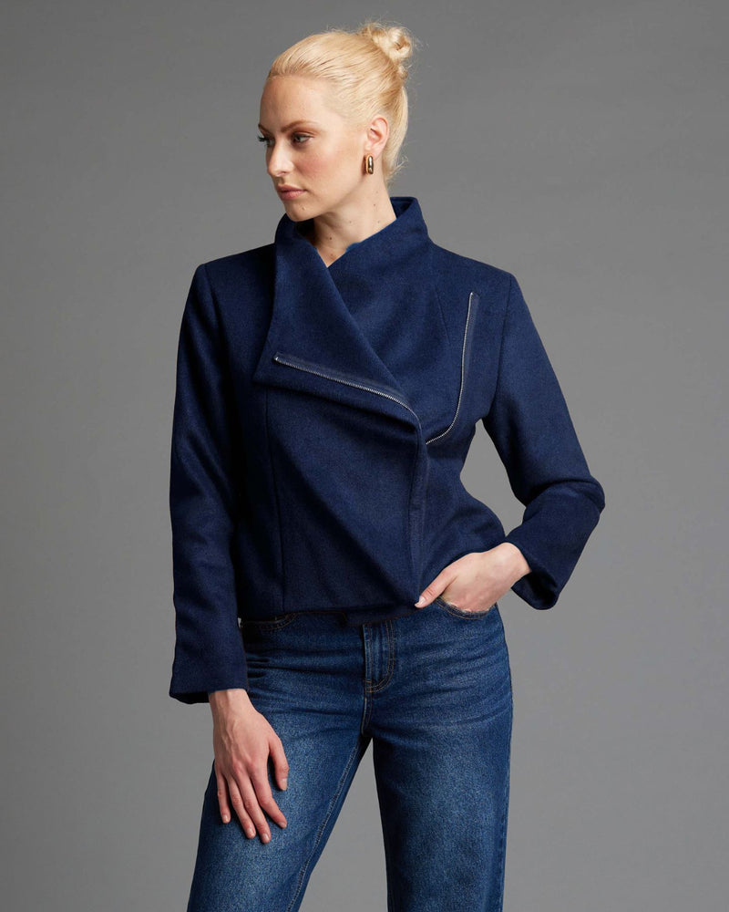 Viva Forever Biker Navy Cropped Jacket