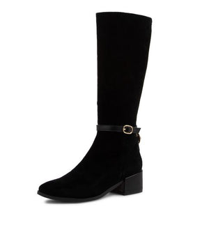 Sate Mo Black Suede Leather Boot