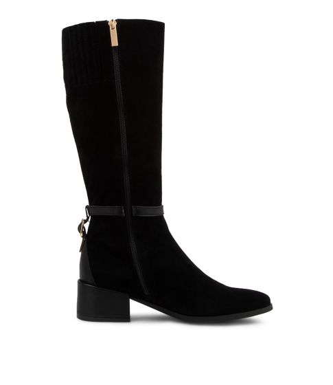 Sate Mo Black Suede Leather Boot