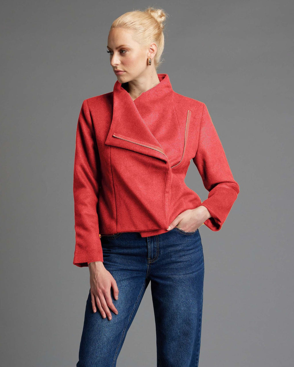 Viva Forever Coral Biker Cropped Jacket