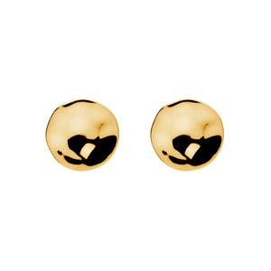 Double beat yellow gold stud earring